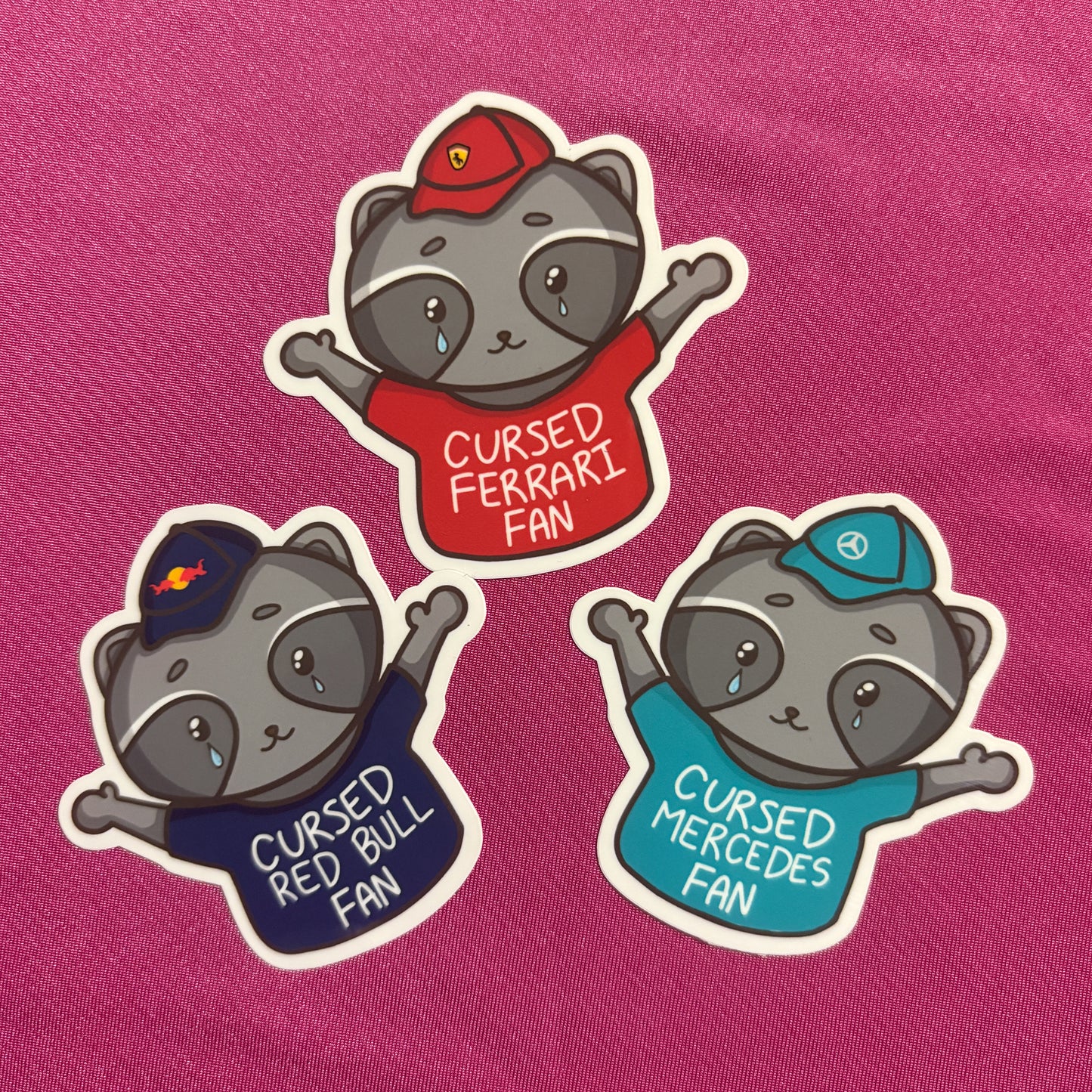 Formula 1 Raccoon Die Cut Stickers