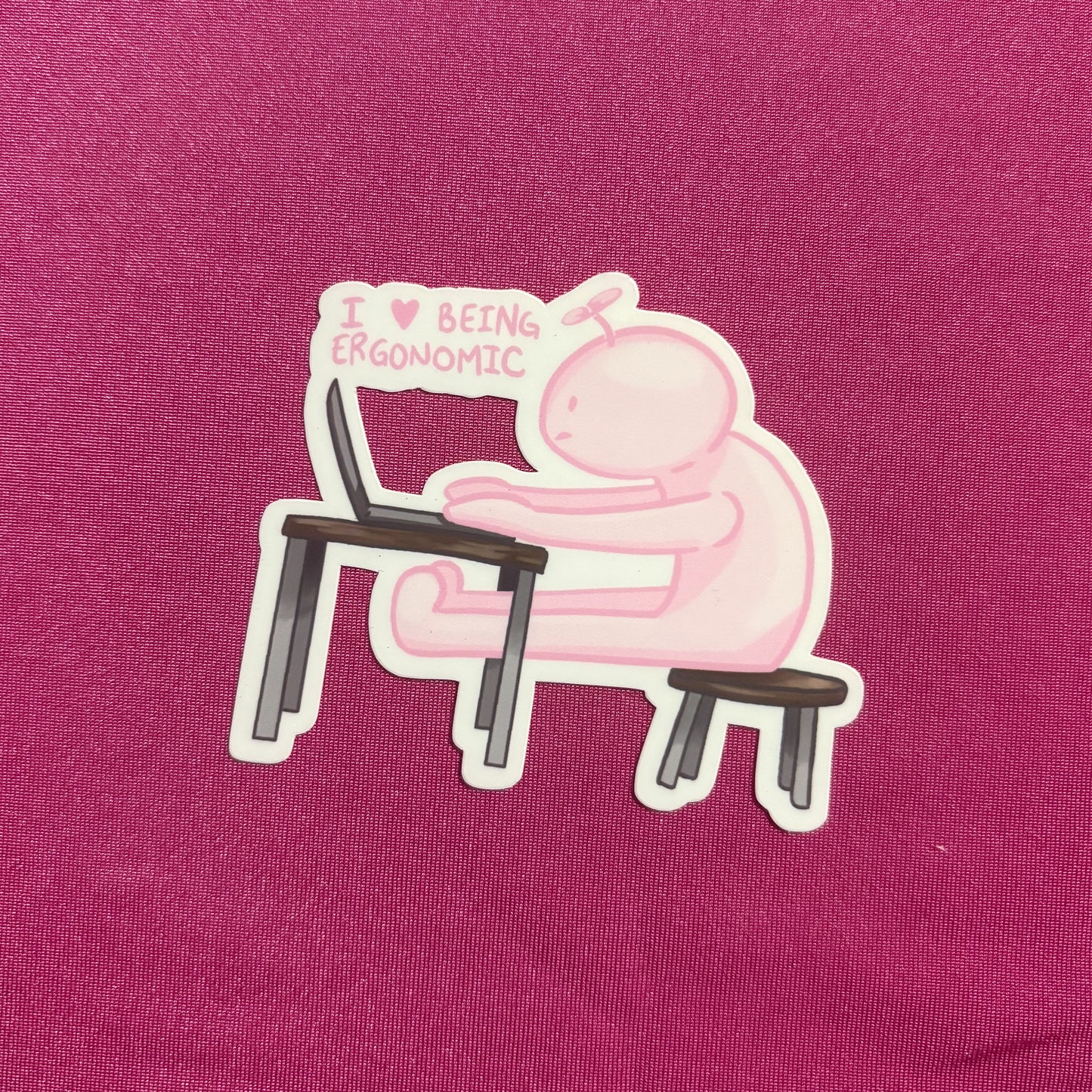 Ergonomic Pink Smiski Sticker
