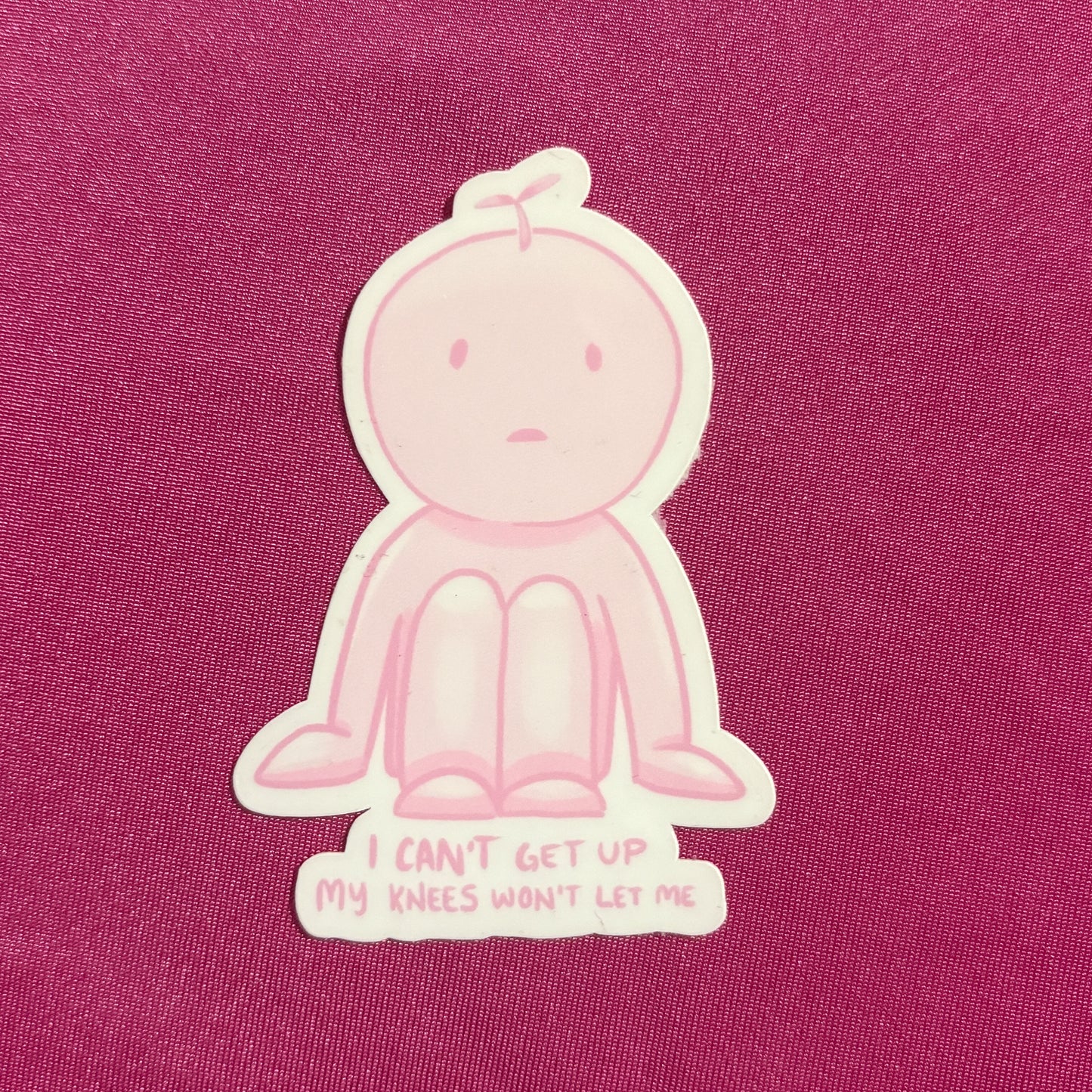 My Knees Hurt Pink Smiski Sticker