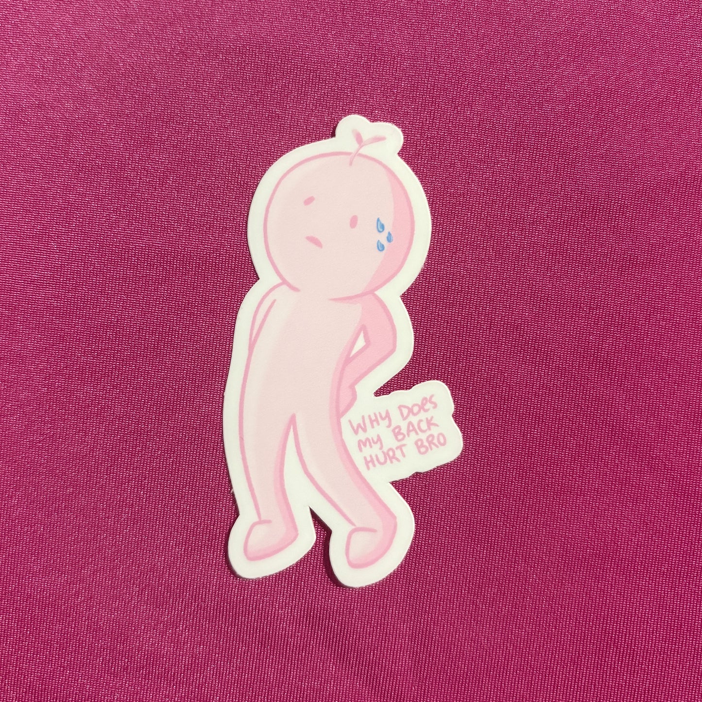 My Back Hurts Pink Smiski Sticker