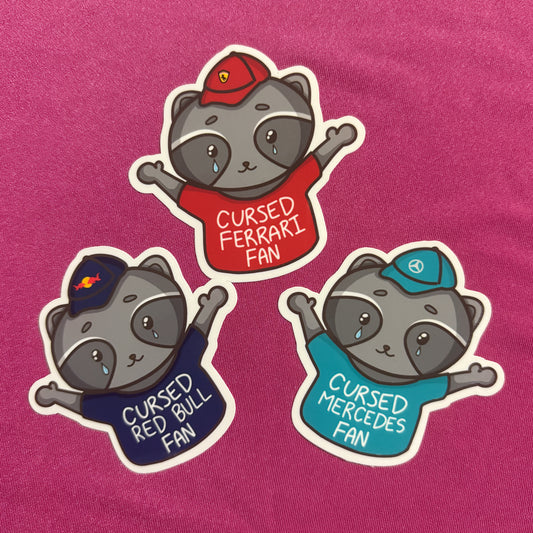 Formula 1 Raccoon Die Cut Stickers